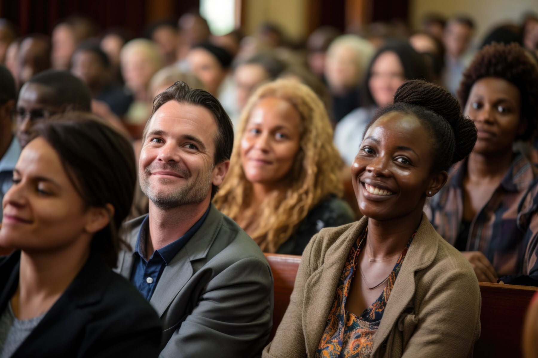 A diverse group of meeting professionals engaged during a live presentation